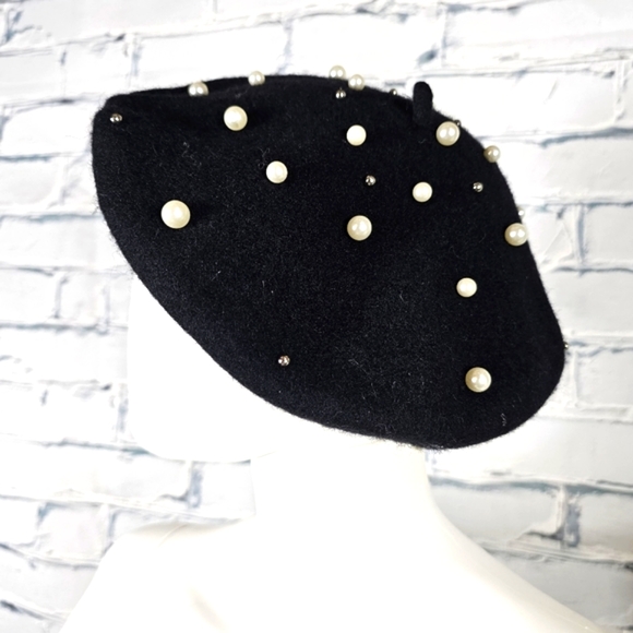 Aldo Seveacia Black Pearl Embellished Beret - Picture 3 of 9